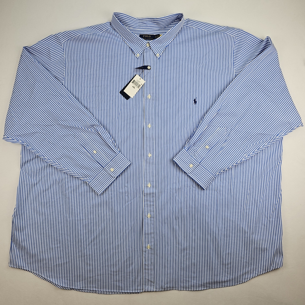 Polo Ralph Lauren Men's Blue White Striped Button Down Shirt Stretch 6XB Big NWT